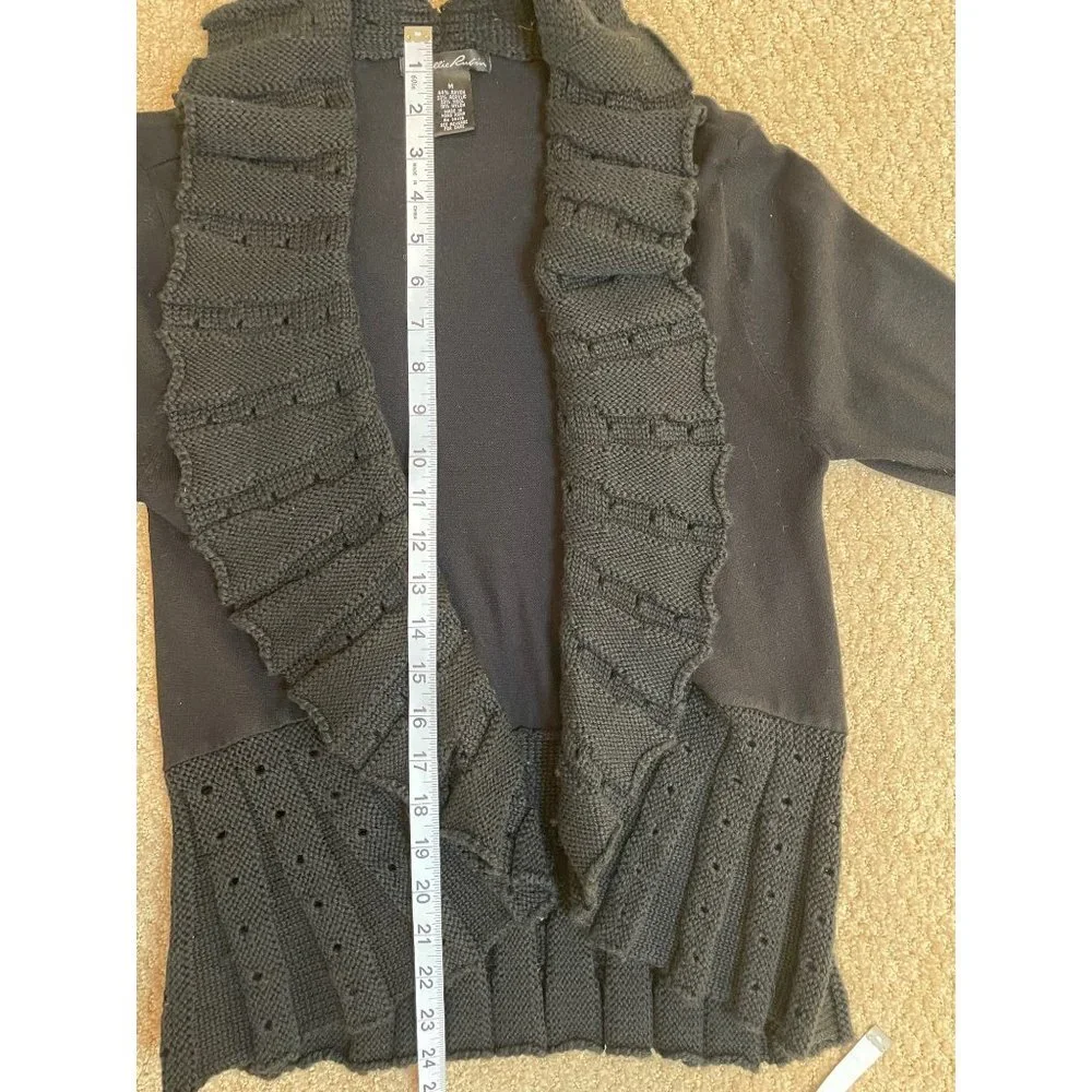 Lillie Rubin Vintage Knit Open Ruffle V-Neck Cardigan Long Bell Sleeve Sweater - Picture 10 of 11